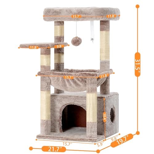 Heybly Cat Tree for Indoor Cats, Large Soft Cat Basket, Sisal Covered Scratching Posts  
Heybly Cat Tree for Kittens, Spacious Cat Bed Cave, Dangling Ball for Indoor Cats  
Heybly Cat Tower, Hidden Space for Cats, Sisal Covered Scratching Posts