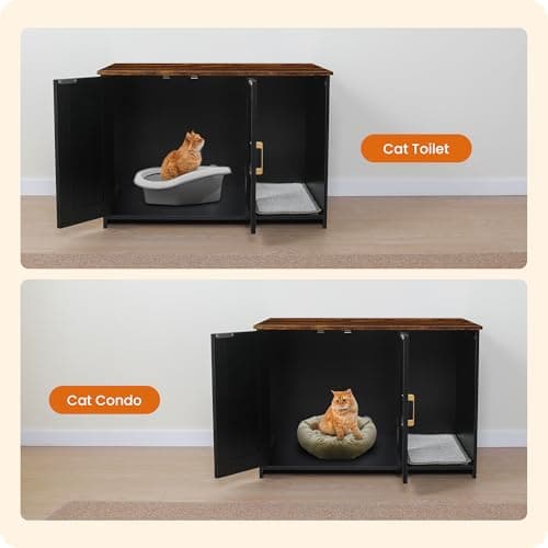 Dwanton Black & Rustic Brown Cat Litter Box Enclosure