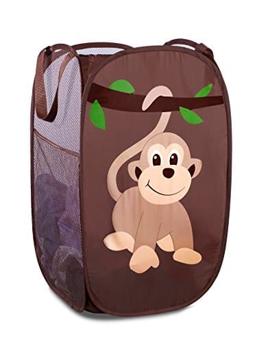 Sturdy White Collapsible Laundry Hamper with Side Pocket – Space-Saving and Breathable (2-Pack) — Monkey