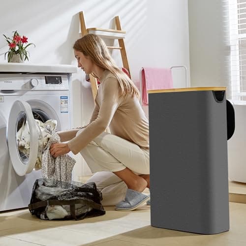 Slim Laundry Hamper with Lid for Small Spaces