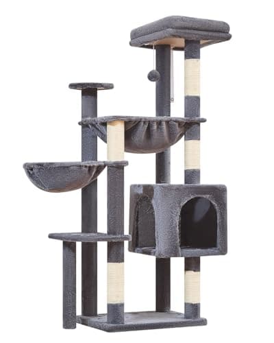 Smoky Gray Taoqimiao 39.4-Inch Cat Tree with 5 Scratching Posts & Plush Condo MS019G — Smoky Gray