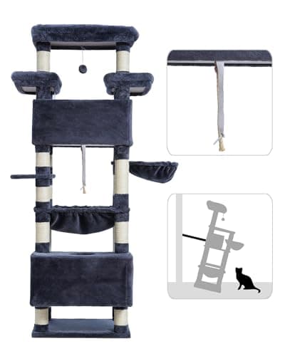 Smoky Gray Large Cat Tree for Indoor Adult Cats GCT030G