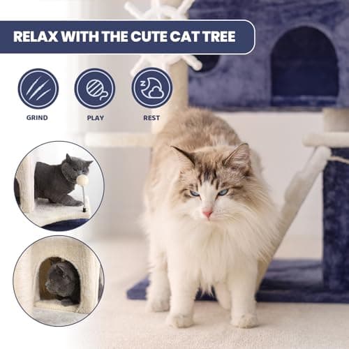 HYABI 53 Inch Ocean Theme Cat Tree Tower for Indoor Cats