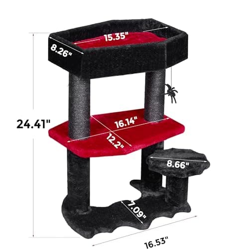 Bewishome Gothic Cat Tree with Coffin Bed & Scratching Post MMJ94R
