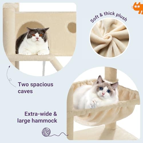 Allewie 81-Inch Tall Multi-Level Cat Tree with Condo and Hammock