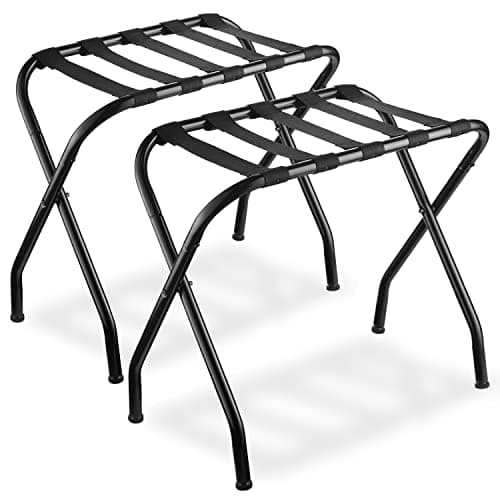 Bartnelli Black Steel 2-Pack Collapsible Suitcase Stand (Black Nylon Straps)
