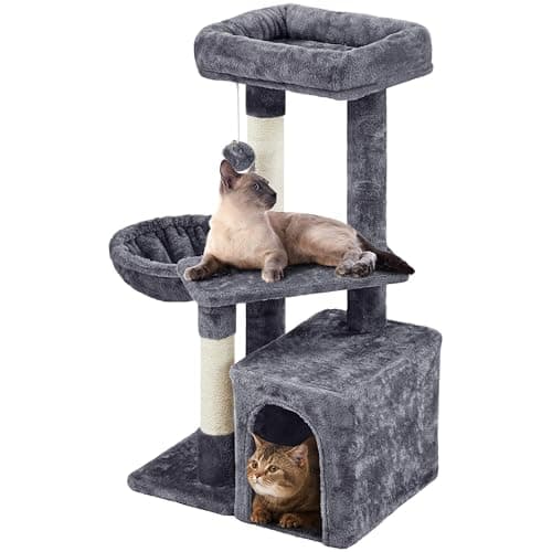 Yaheetech 34in Multi-Level Cat Tree with Bed & Scratching Post Dark Gray