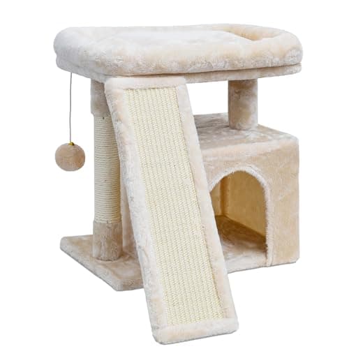 Light Grey Indoor Cat Tree with Scratching Post & Perch (Stable Condominium) — Beige