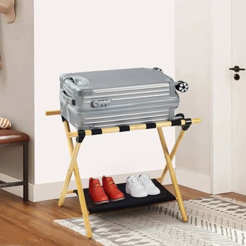 JinDoWin Natural Wood Luggage Rack for Guest Room (1 Pack)