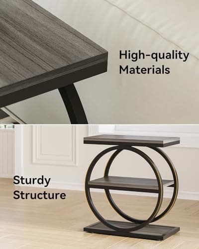 Little Tree 3-Tier Gray & Black End Table for Living Room and Bedroom