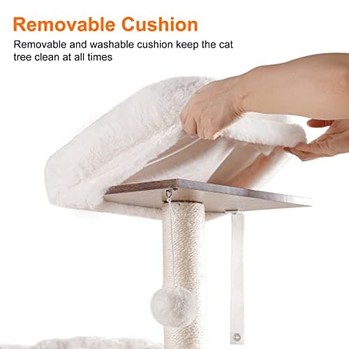 Modern Heybly Cat Tree with Litter Box Enclosure and Food Station
