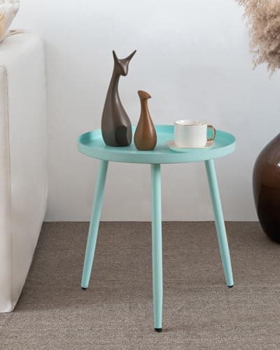 AOJEZOR Matte Black 3-Legged End Table for Small Spaces — Winter Sky