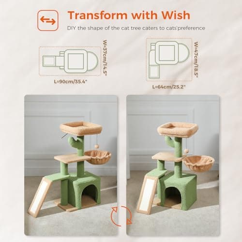Petepela Green Cactus Cat Tree for Indoor Kittens