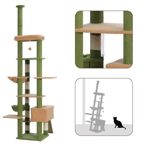 Adjustable Tall Cat Tree with Hammock and Scratching Posts