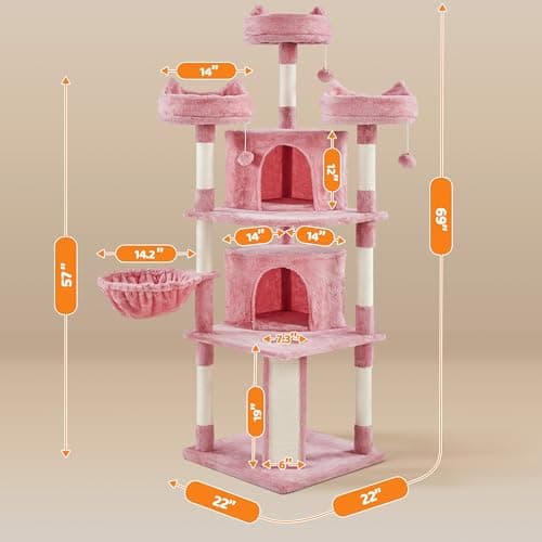Yaheetech 68.5in Large Cat Tree with Caves & Platforms
