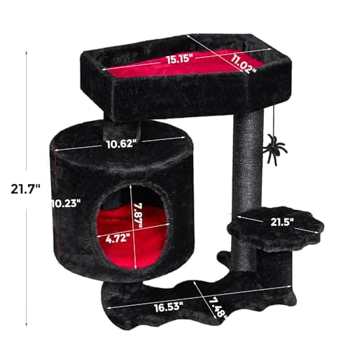 Gothic Cat Tree with Coffin Bed for Halloween Kittens