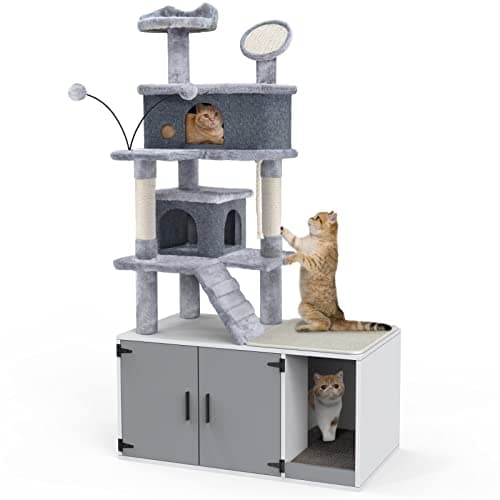 GDLF All-in-One Cat Tree with Enclosure & Washroom 65"