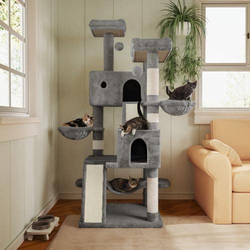Multi-Level 66" MUTICOR Cat Tree with Plush Perches and Sisal Posts/Grey