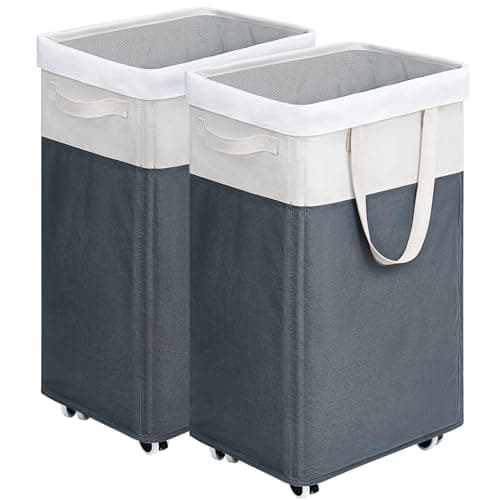 Goodpick 75L Laundry Hamper with Wheels, White — Grey & White 2-Pack