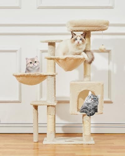 Taoqimiao Beige Gothic Cat Tree, 39.4-Inch Tower for Kittens