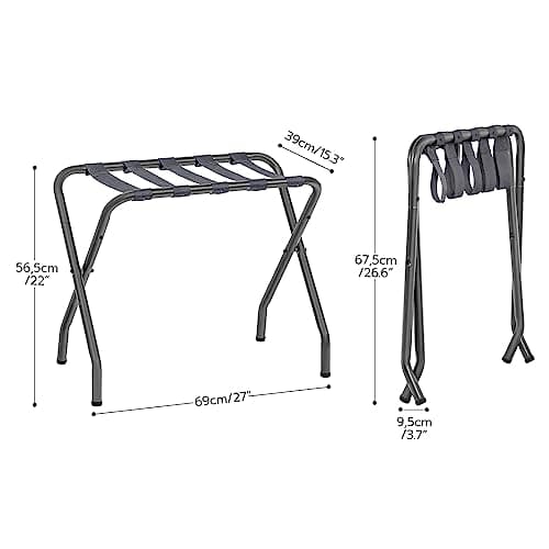 Luggage Rack, Pack of 2, Metal Suitcase Stand, Holds up to 100 lb, Gray Steel Frame