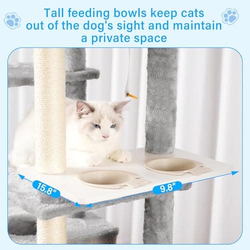 Hey-brother Light Gray 70.8" Multi-Level Cat Tree Tower MPJ036W