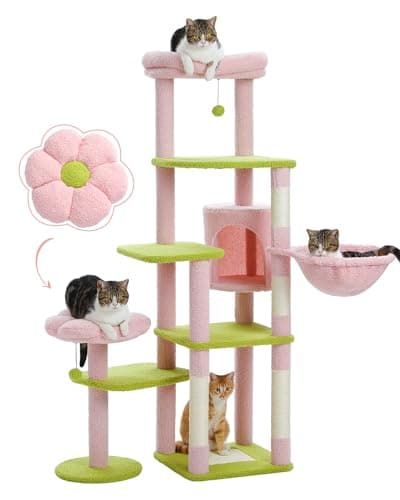 Tall Cat Tree with Hammock & Scratching Post for Large Cats