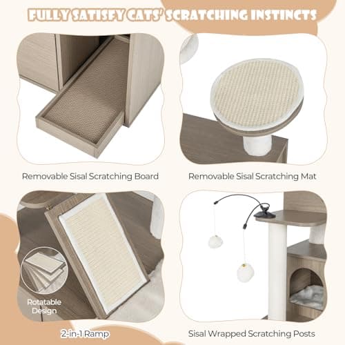PETSITE 2-in-1 Cat Tree with Litter Box & Condos (68" Tall)