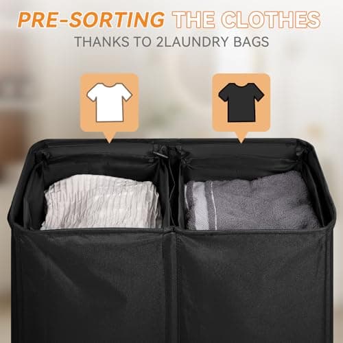 Chrislley 2 Section Double Laundry Basket, Black