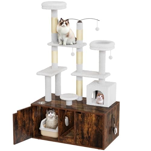 YITAHOME 71 Inch Cat Tree with Double Litter Box Enclosure and Cat Tower Condo for 2 Cats