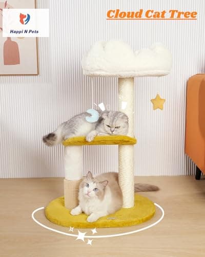 Happy N Pets Cloud Cat Tree: 31.5in Multi-Level Indoor Cat Tower