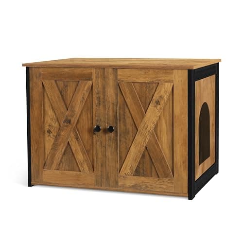Dwanton Reversible Cat Litter Box Enclosure, Greige Wooden Furniture — Warm Brown