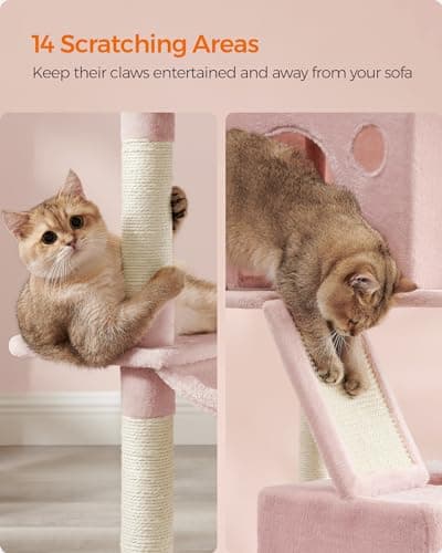 Feandrea Jelly Pink Cat Tree: 81.1-Inch Large Tower with 13 Scratching Posts UPCT190P01