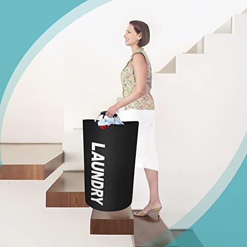 StorageRight 90L Large Dirty Clothes Hamper, Collapsible & Waterproof (Black)