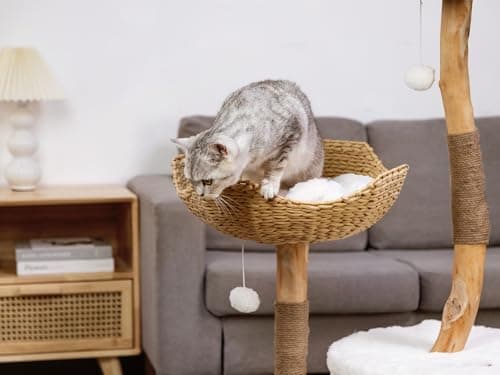 U-Moving 46" Natural Wood Scratching Tree for Large Cats