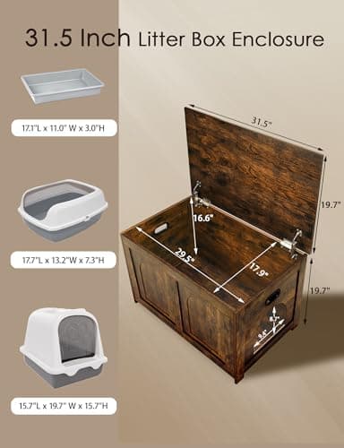 DINZI Sturdy Rustic Brown Litter Box Enclosure, Flip Top Cat House Furnishing