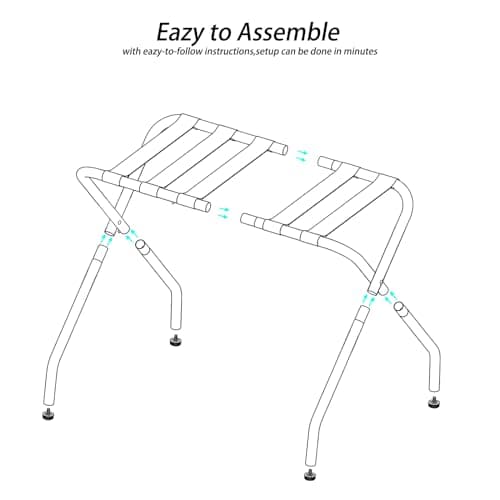 Heavy-Duty X-Type Luggage Rack, Holds 110 lb, Black, for Guest Room & Hotel