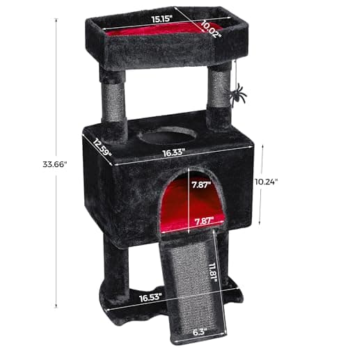 Gothic Cat Tree with Coffin Bed and Condo – Halloween-Inspired Pet Furniture