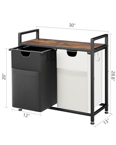 Lulive Double Laundry Hamper, 112L Sorter with Removable Bags & Handles