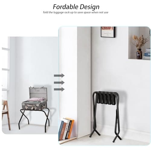 Heavy-Duty X-Type Luggage Rack, Holds 110 lb, Black, for Guest Room & Hotel