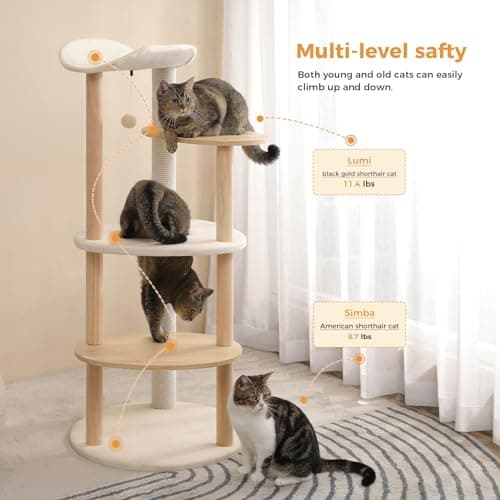 PetepeLA 5-Level Cat Tree for Indoor Cats Beige