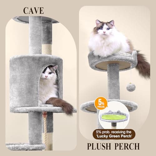 C81 Slim 81-inch Curved Cat Tower for Small Cats, Light Gray