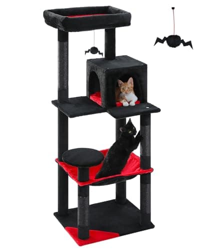 Black Gothic Cat Tree with Large Hammock & Scratching Posts