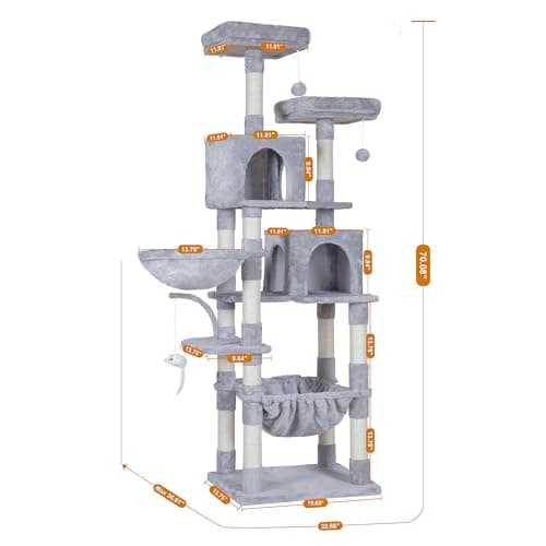 70 Cat Tree Condo with Toy for Large Indoor Cats