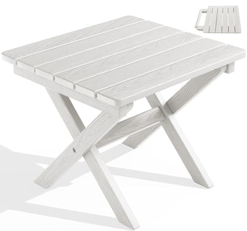 Serwall HDPE Adirondack Portable Outdoor Side Table, Black — White