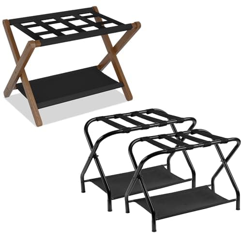Heavy-Duty Folding Luggage Rack Set for Hotel Guest Room - Pack of 2