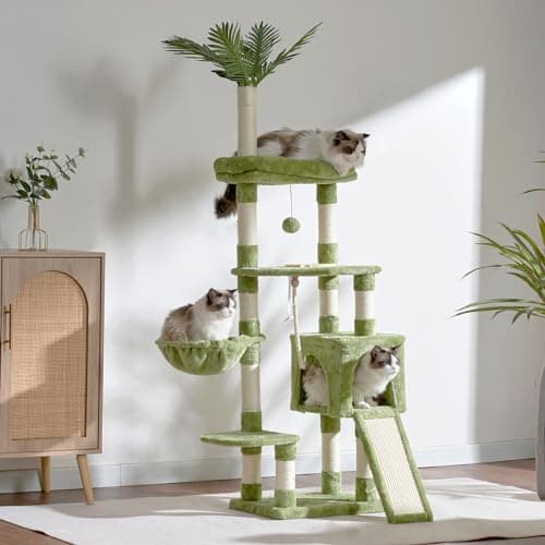 Modern 65-inch Cat Tree for Indoor Cats with Multi-Level Platforms and Scratching Posts