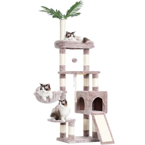65.4-Inch Cat Tree for Indoor Cats with Plush Furniture and Scratching Posts - Smoky Gray Color (HCT015G) by Heybly — Muchroom