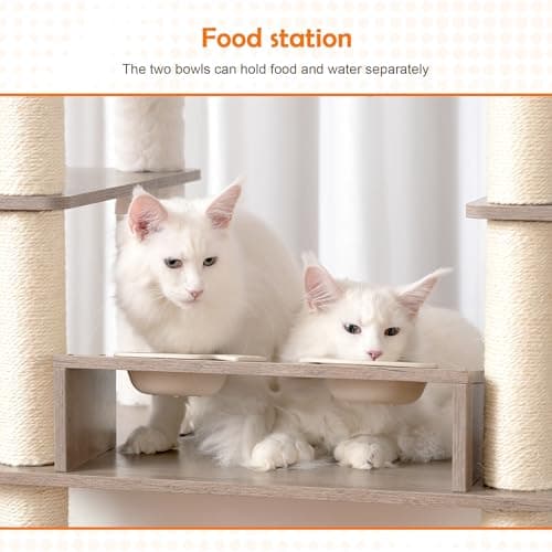Heybly All-in-One Cat Condo with Litter Box Enclosure, Scratching Posts, and Large Platform for Big Cats - Rustic Gray HCT112SG