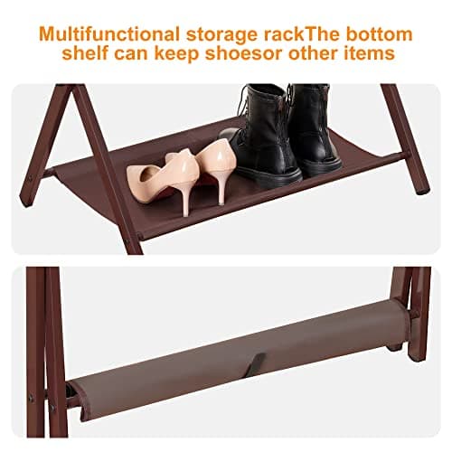 Luggage Rack Set of 2 for Guests, Steel Folding Suitcase Stand with Storage Shelf, Brown